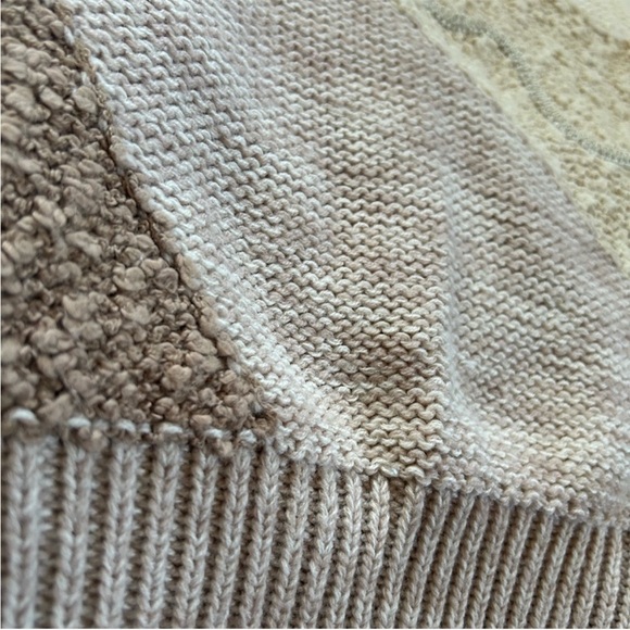 Vintage Needles & Yarn Abstract Floral Patchwork Sweater Neutral 80s Artsy M - Picture 10 of 13